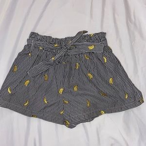 Patterned banana paper bag shorts